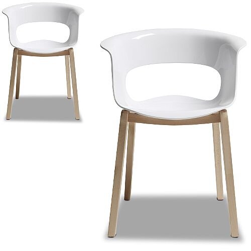 Natural Miss B Antishock Canteen &Breakout Wooden Leg Chair Glossy White Set of 2 Natural Miss B Antishock Canteen &Breakout Wooden Leg Chair Glossy White Set of 2