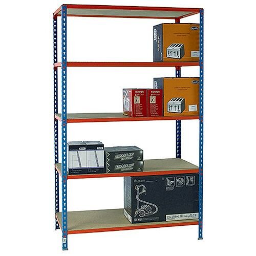 Standard Duty Painted Orange Shelf Unit Blue W1200xD300xH2000mm 378983