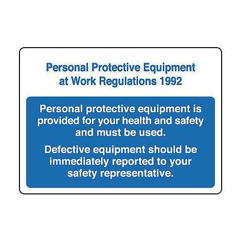Aluminium Personal Protective Equipment At Work Regulations 1992 Sign
