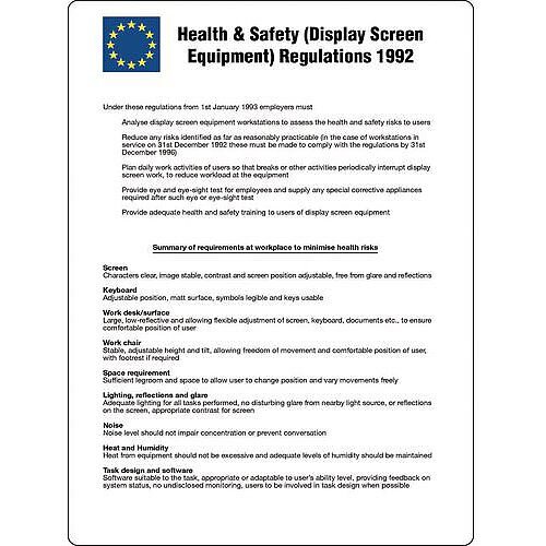 Health And Safety Display Screen Equipment Poster Hunt Office Ireland