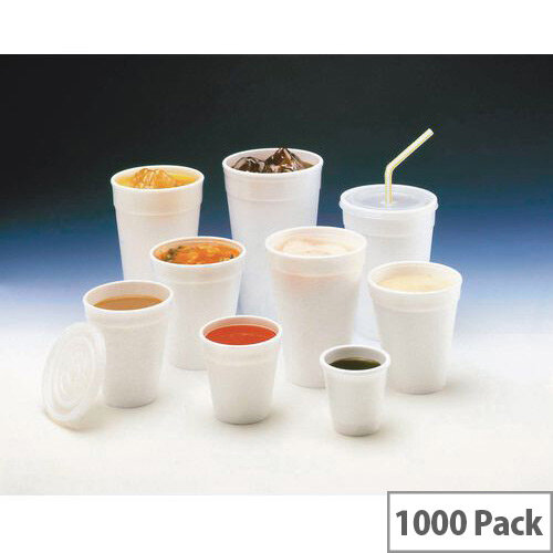 Polystyrene Foam Insulated 7oz/200ml Hot Drink Cups White Pack 1000