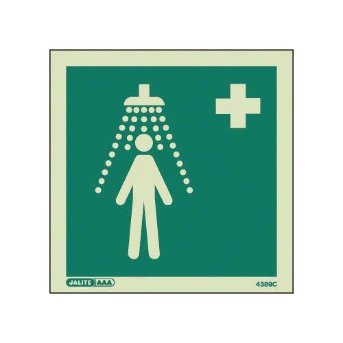 Photoluminescent First Aid Location Sign Emergency Shower HxW 200X200mm