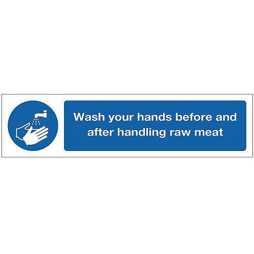 PVC Mini Mandatory Safety Sign Wash Your Hands Before Handling Raw Meat ...