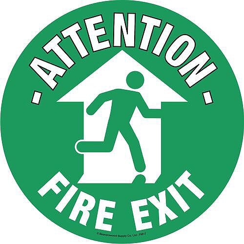 Floor Graphic Marker Fire Exit Sign 430mm Diameter