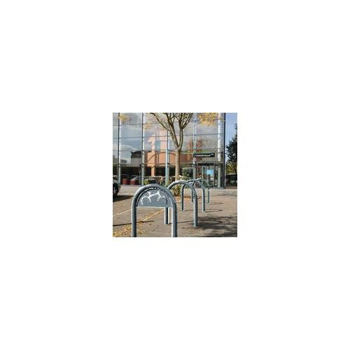 Sheffield Style Cycle Rack With Sign Galvanised silver