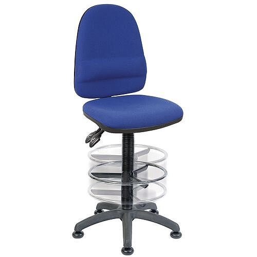 High Back Deluxe Draughter Chair With Lumbar Support &Adjustable Foot Ring H570 - 850mm Black High Back Deluxe Draughter Chair With Lumbar Support &Adjustable Foot Ring H570 - 850mm Black