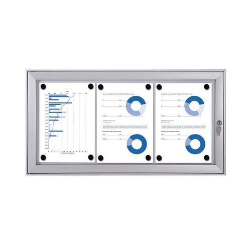 Economy Indoor/Outdoor Lockable Magnetic Noticeboard 3xA4
