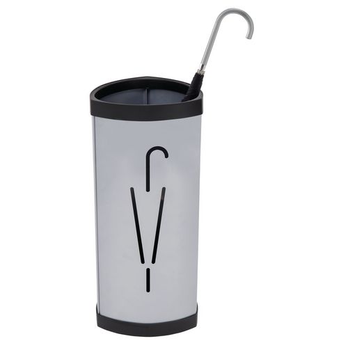 Silver Umbrella Stand – Holds 10 Umbrellas, 600mm Height, 260m Diameter, Modern Design & Die-Cut Umbrella Logo (390295)
