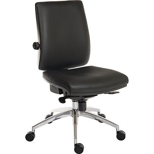 24 Hour Executive Ergonomic Task Operator Office Chair Leather Look With Aluminium Base