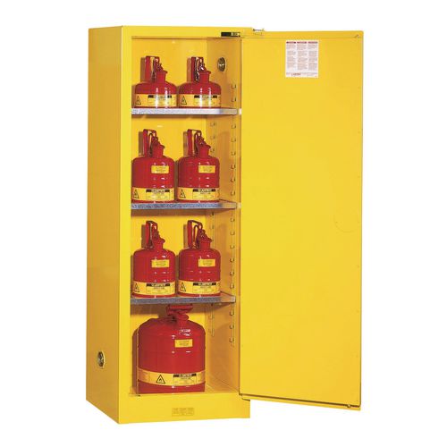 Justrite Slimline Safety Flammable Self-Close Storage Cabinet 95L HxWxDx mm: 1651x591x457 Justrite Slimline Safety Flammable Self-Close Storage Cabinet 95L HxWxDx mm: 1651x591x457