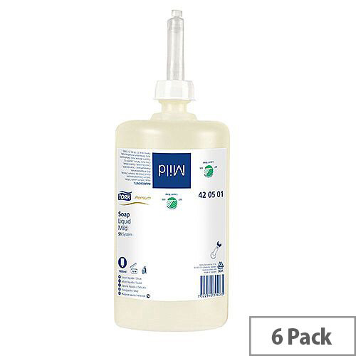Tork S1 Premium Liquid Hand Soap Mild Cartridge Refills 1L (Pack 6) 420501 Tork S1 Premium Liquid Hand Soap Mild Cartridge Refills 1L (Pack 6) 420501