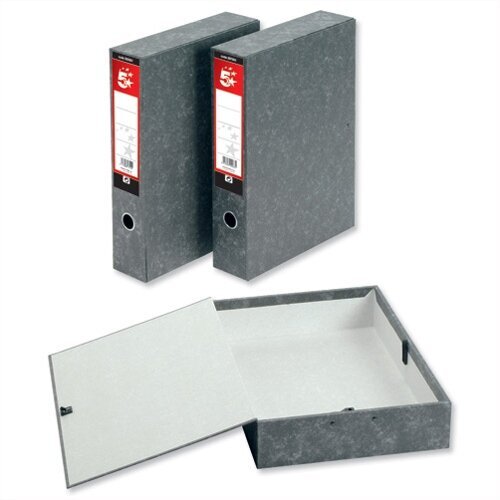 5 Star Foolscap Box File Spring Lock 75mm Spine Cloud Effect Pack 10 Pressboard