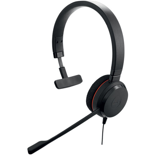 Jabra Evolve 20 Wired Mono Headset - USB, Noise Cancelling Microphone - Monaural - Supra-aural - Comfortable Over-the-Head Design