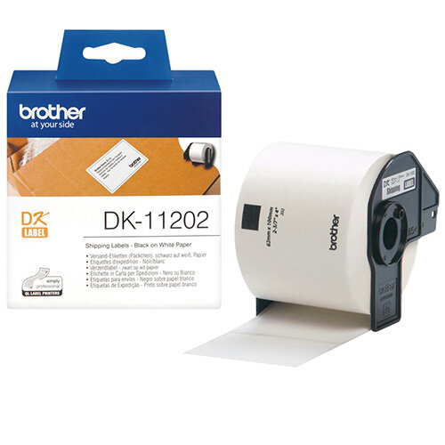 Brother DK-11202 Shipping Labels - 62mm x 100mm, 300 Labels per Roll - Compatible with Brother QL Printers