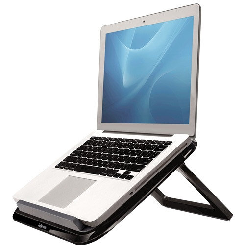 Fellowes I-Spire Series Laptop Stand - Max. Screen Size 17-inch, 7 Steps Adjustment, Quick Lift, Foldout Front Legs, Stylish Design - Colour: Black 8212001