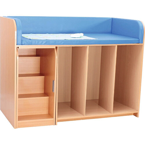 Large Changing Table With Left-Side Pull Out Stairs Birch 150 x 75 x 88 cm - Trays Available Separately