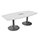 Ensemble Barrel Table - Trumpet Legs Seats 6-8 People 2000x1000x720mm Fitted - 2 Part Drilled Cable Ports - White Top And Aluminium Metal Legs