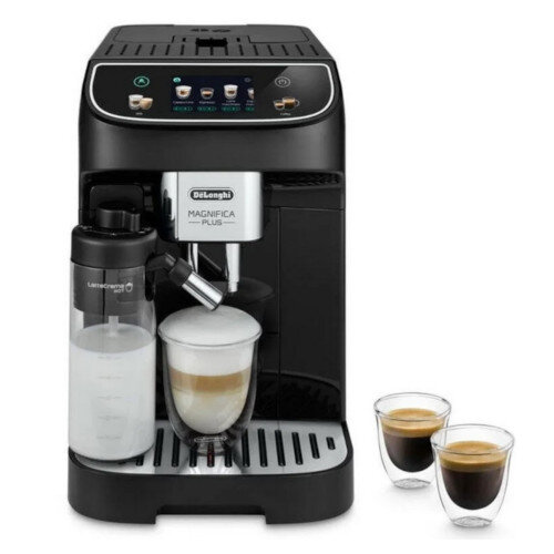 De’Longhi Magnifica Plus Automatic Coffee Machine Black with 15 Pre-set Drinks, 15 bar Pressure, 1.8 L Water Tank, 250 g Bean Grinder & Auto Milk Frother