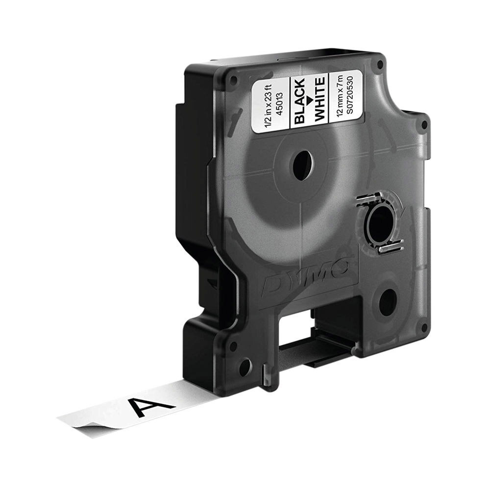 Dymo D1 Tape 45013, 12mm x 7m - Black on White - S0720530 - Perfect for Office Filing, Home Organisation & Industrial Use