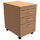 Filing Pedestal Mobile Tall Under-Desk 3-Drawer Beech  - Universal Storage Can Be Used Alone Or Accompany The Switch, Komo or Ashford Ranges