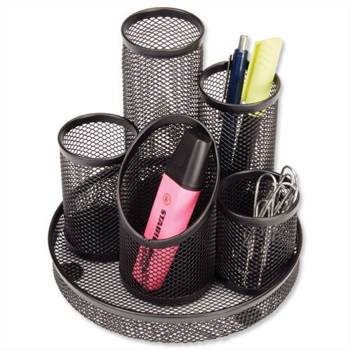 Mesh Pencil Pot 5 Tube Black Osco