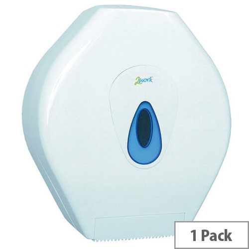 2Work Mini Jumbo Toilet Roll Dispenser White CT34014