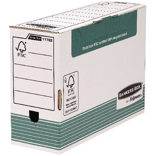 Fellowes Panda Transfer File, Foolscap, Green/White, 120mm - Strong Document Storage for Archiving