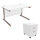 Office Desk Rectangular Silver Legs W1200mm With Mobile 2-Drawer Pedestal White Ashford