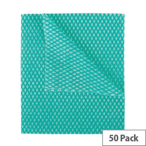 Economy Cloths Pack of 50 Green 42x35cmDurable and Reusable Cleaning Cloths