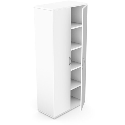 Tall Cupboard with Lockable Doors Adjustable Shelves and Floor-leveller Feet W800xD420xH1850mm 18mm Panel White  - Universal Storage Can Be Used Alone Or Accompany The Switch Komo or Ashford Ranges