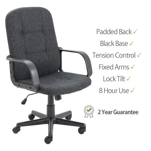 Jack 2 Executive Office Chair  - Charcoal - Ergonomic Comfort  - 2 Years Warranty - front view
