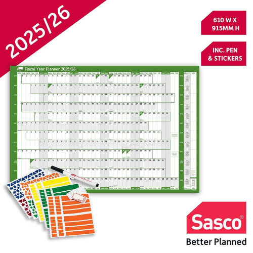 Sasco Fiscal Year Planner 2025-2026 Mounted 2410249
