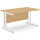 Office Desk White Double Cantilever Twin Leg Straight Desk Width 1400mm Beech Ashford