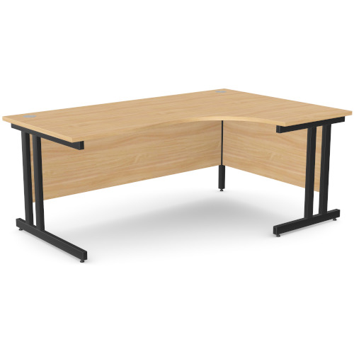 Ashford Black Metal Twin Leg Right Hand Crescent Beech Desk 1800mm
