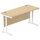 Core Office Rectangular Desk 1400mmX600mm Canadian Oak With Double Cantilever White Frame 