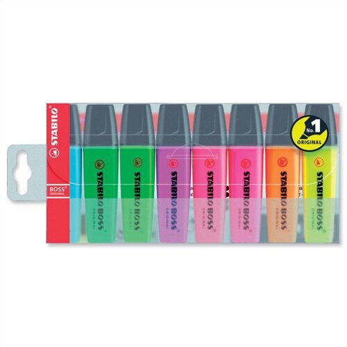 Stabilo Boss Highlighters Assorted Colour Pens Wallet Pack 8