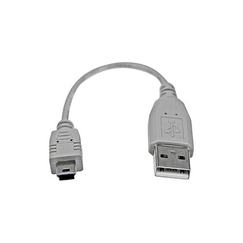 StarTech 6in Mini USB 2.0 Cable - A to Mini B, Type A Male to Type B Male, High-Speed Data Transfer, Gray