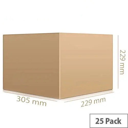 Single Wall Brown Corrugated Packing Cardboard Boxes WxHxD 305x229x229mm (25 Pack) Ref SC-41