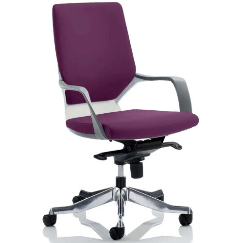 Xenon Executive Office Chair White Frame Medium Back Purple Seat