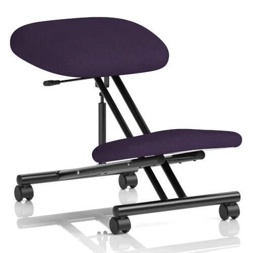 Ergonomic Posture Kneeling Chair Stool On Castors Seat Height Adjustment Black Frame & Tansy Purple Fabric Seat 