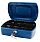 Q-Connect Compact 8 Inch Key Lock Cash Box Blue 8 Coin Compartments