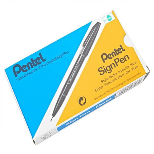 Pentel S520 Sign Pen Blue Fibre Tipped 1.0mm Line Pack 12