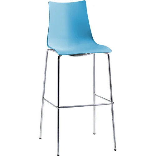 Zebra Technopolymer Bar Stool with H800mm Chrome Base Light Blue