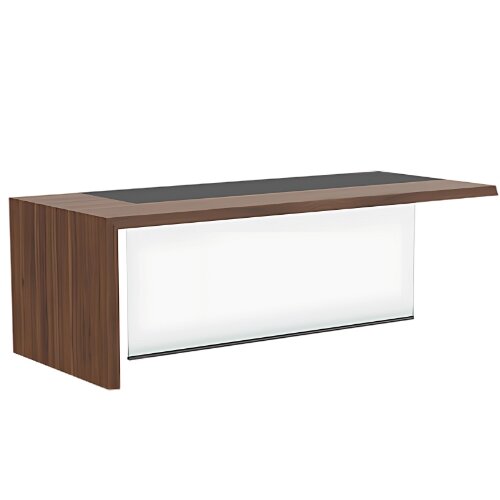 Soreno American Walnut Executive Left Hand Office Desk with Transparent Tempered Glass Leg W2210mm