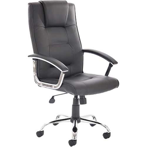 Thrift Executive Office Chair Black Bonded Leather With Padded Arms
