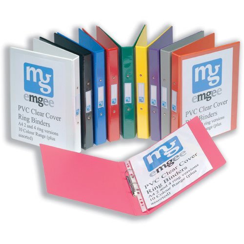 PVC Ring Binder A4 Red Clear Front Pocket 2 ORing Size 25mm Pack 10