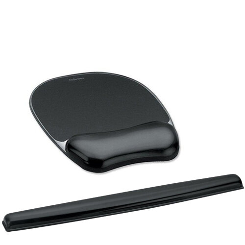 Fellowes Crystal Mouse Mat Pad with Wrist Rest Gel Black + FREE Wrist
