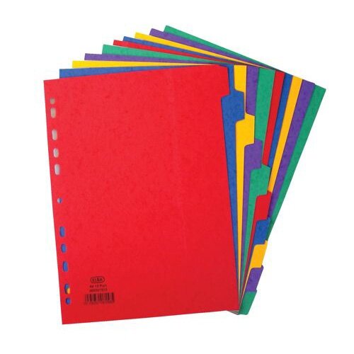 Elba A4 10 Part Pressboard Dividers Assorted 400007513 - Hunt Office ...