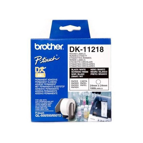 BETCKEY - 1 Rollo DK-11218 Etiquetas de Color (Azul), 24mm, 1000 Etiquetas Circulares para Brother QL Impresoras de Etiquetas