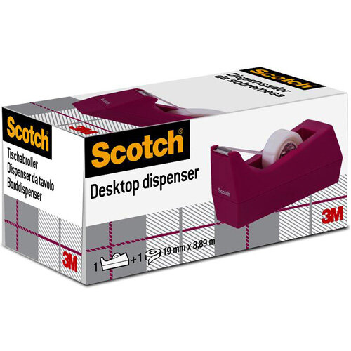 3M Scotch Magic C38 Weighted Tape Dispenser Hibiscus with 19mm x 8.89